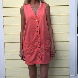 Vintage Coral Button Down Mini Dress